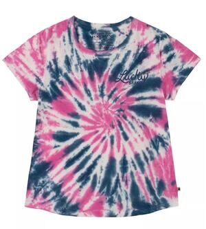 Lucky Brand Pink Blue Tie Dye Tee Girls Size 7 Retro Summer